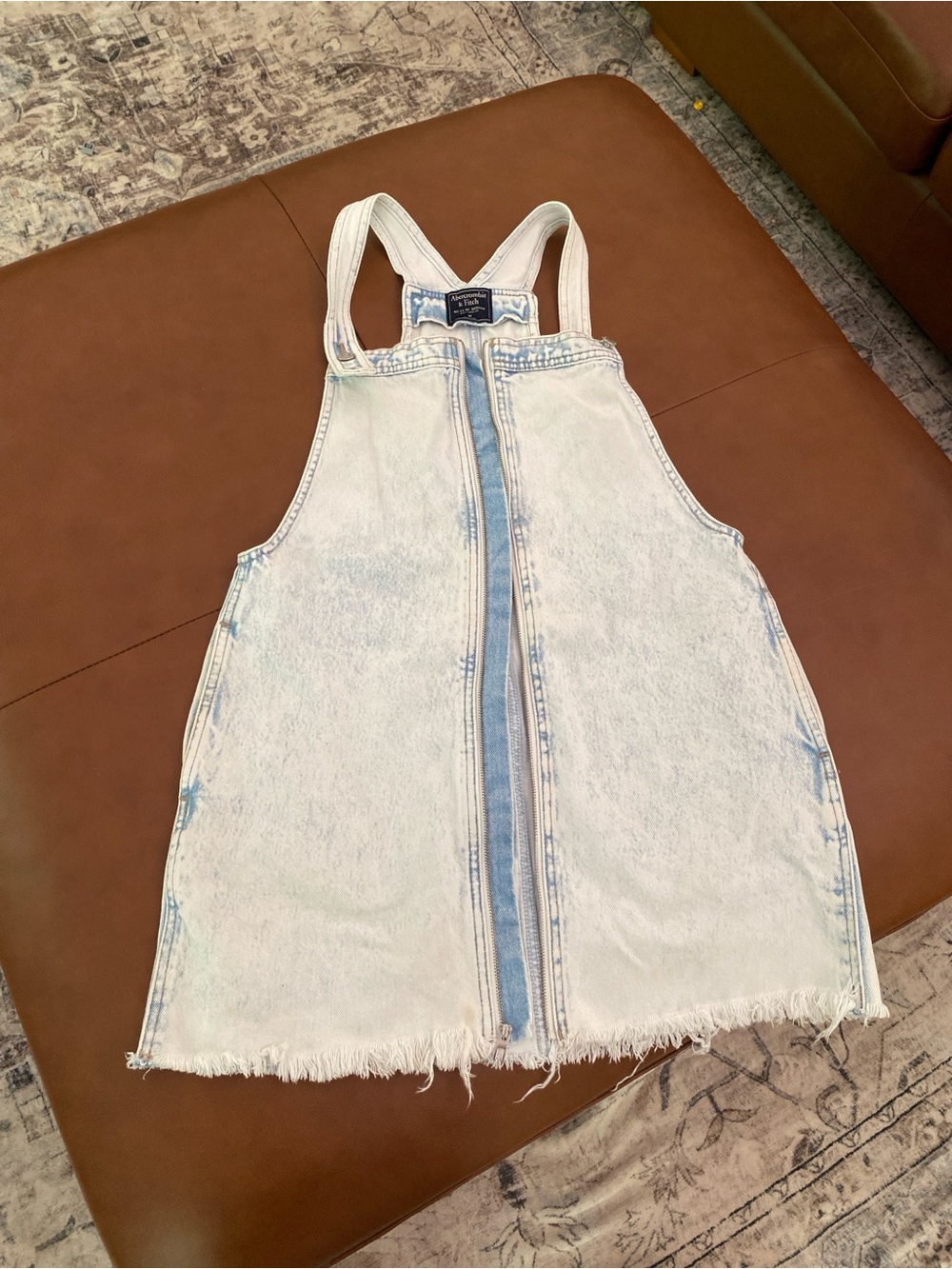 Abercrombie & Fitch Light Blue Washed Denim Pinafore Dress
